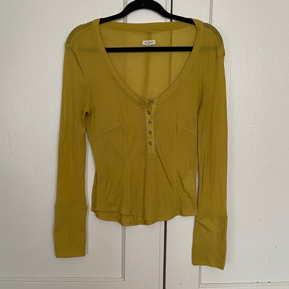 Anthropologie Pilcro mustard yellow Henley